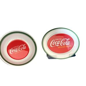 Vintage Coca-Cola (2) Serving Platter Trays & (4) Serving Bowls (plastic)